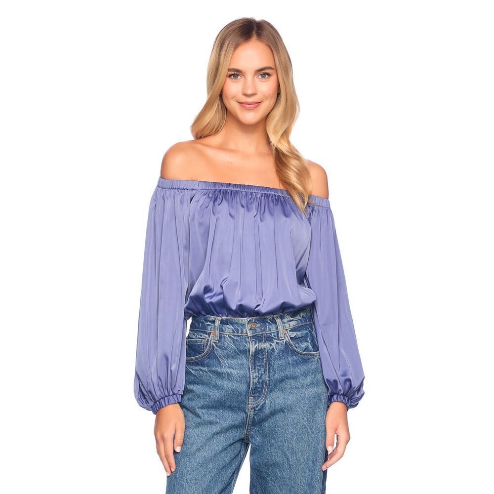 Susana Monaco matte satin off shoulder bodysuit NEW NWT